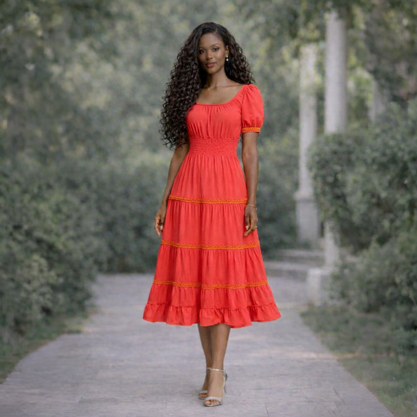 Vestido Midi Viscose Guipir Elastex
