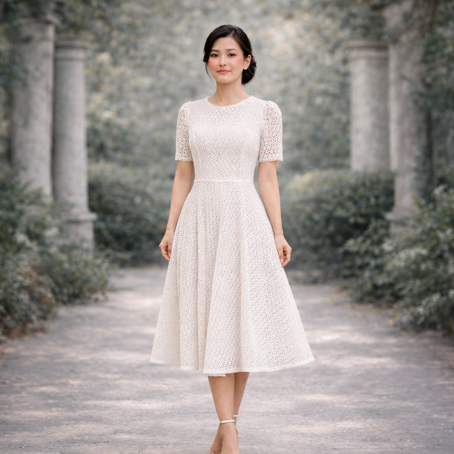 Vestido Midi Malha Tricot Texturizada
