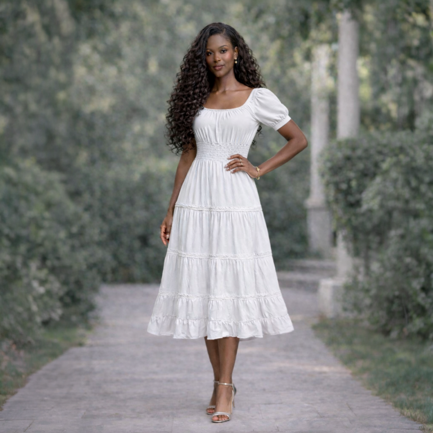 Vestido Midi Viscose Guipir Elastex
