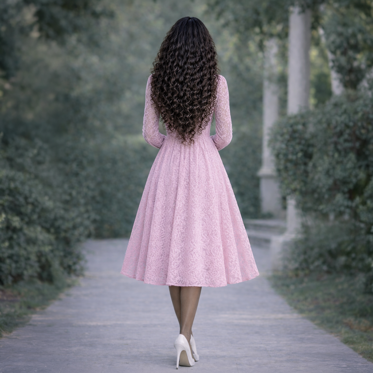 Vestido Midi Estruturado Renda Suíça