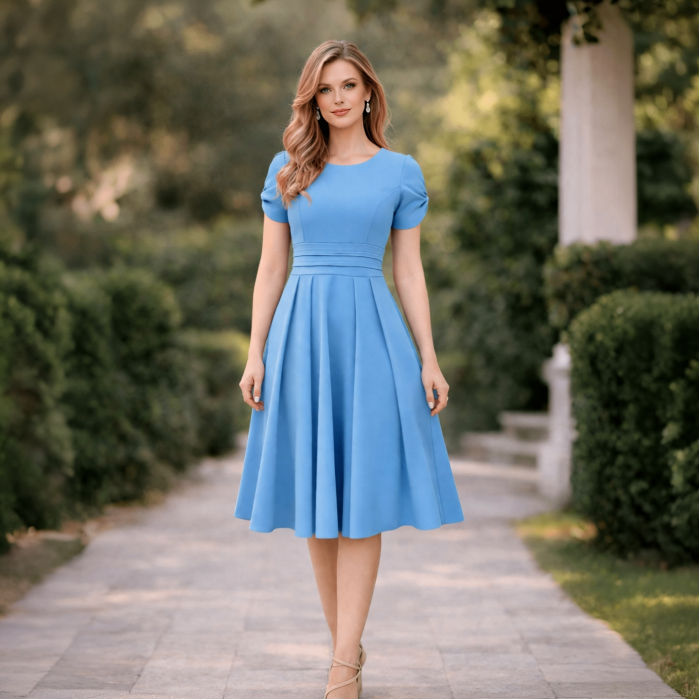 Vestido Midi Alfaiataria Amarração Mangas