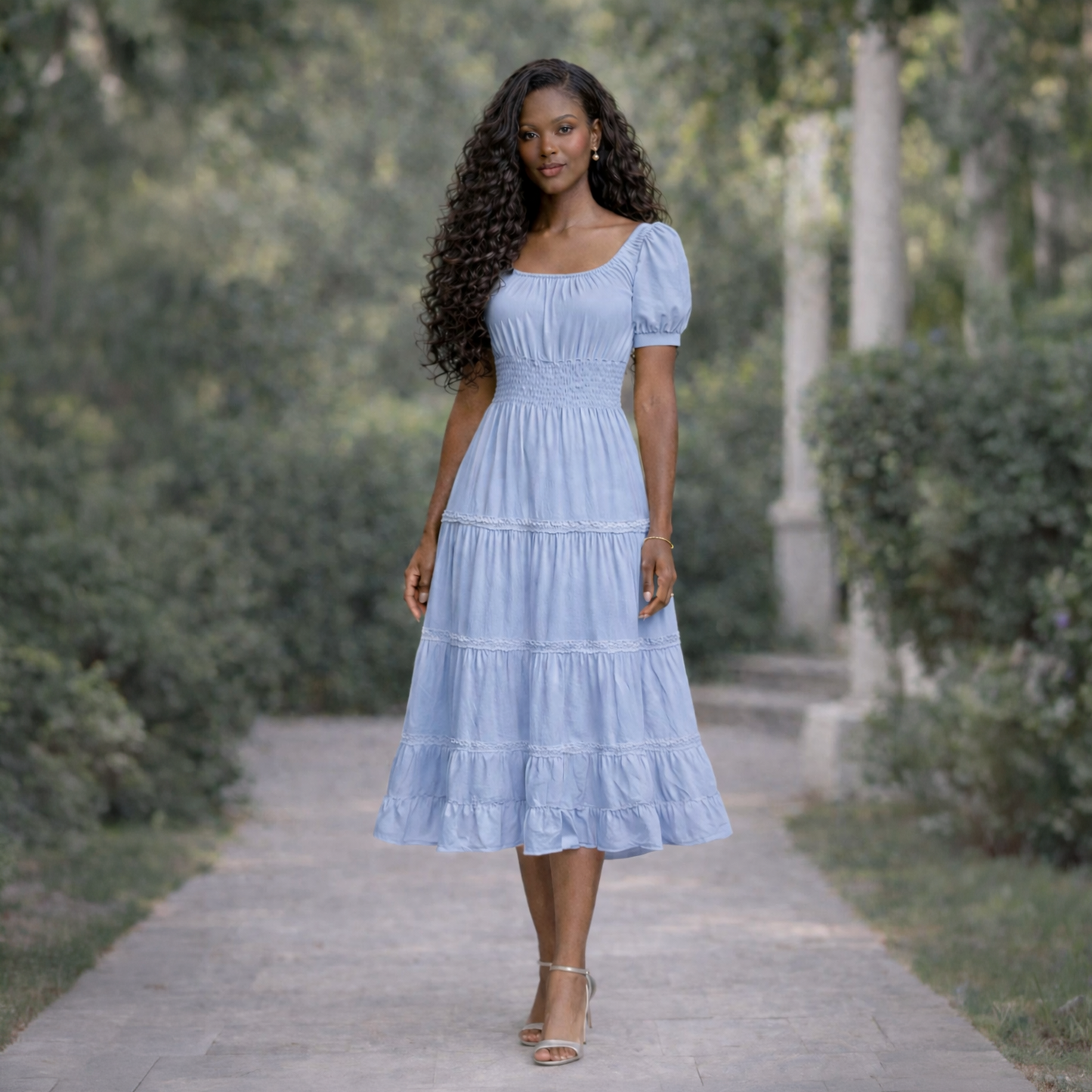 Vestido Midi Viscose Guipir Elastex