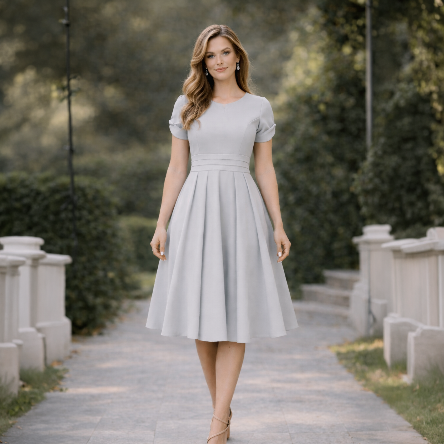 Vestido Midi Alfaiataria Amarração Mangas