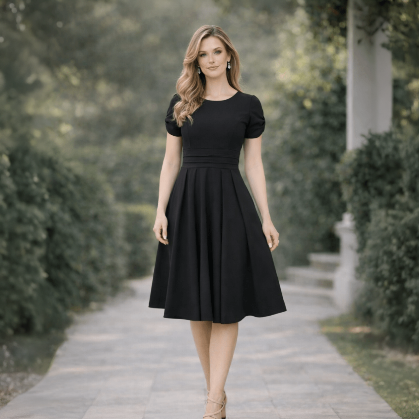 Vestido Midi Alfaiataria Amarração Mangas