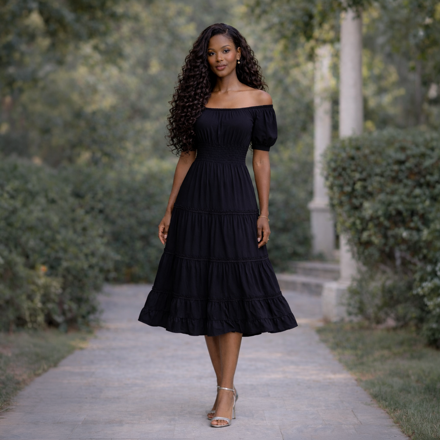Vestido Midi Viscose Guipir Elastex