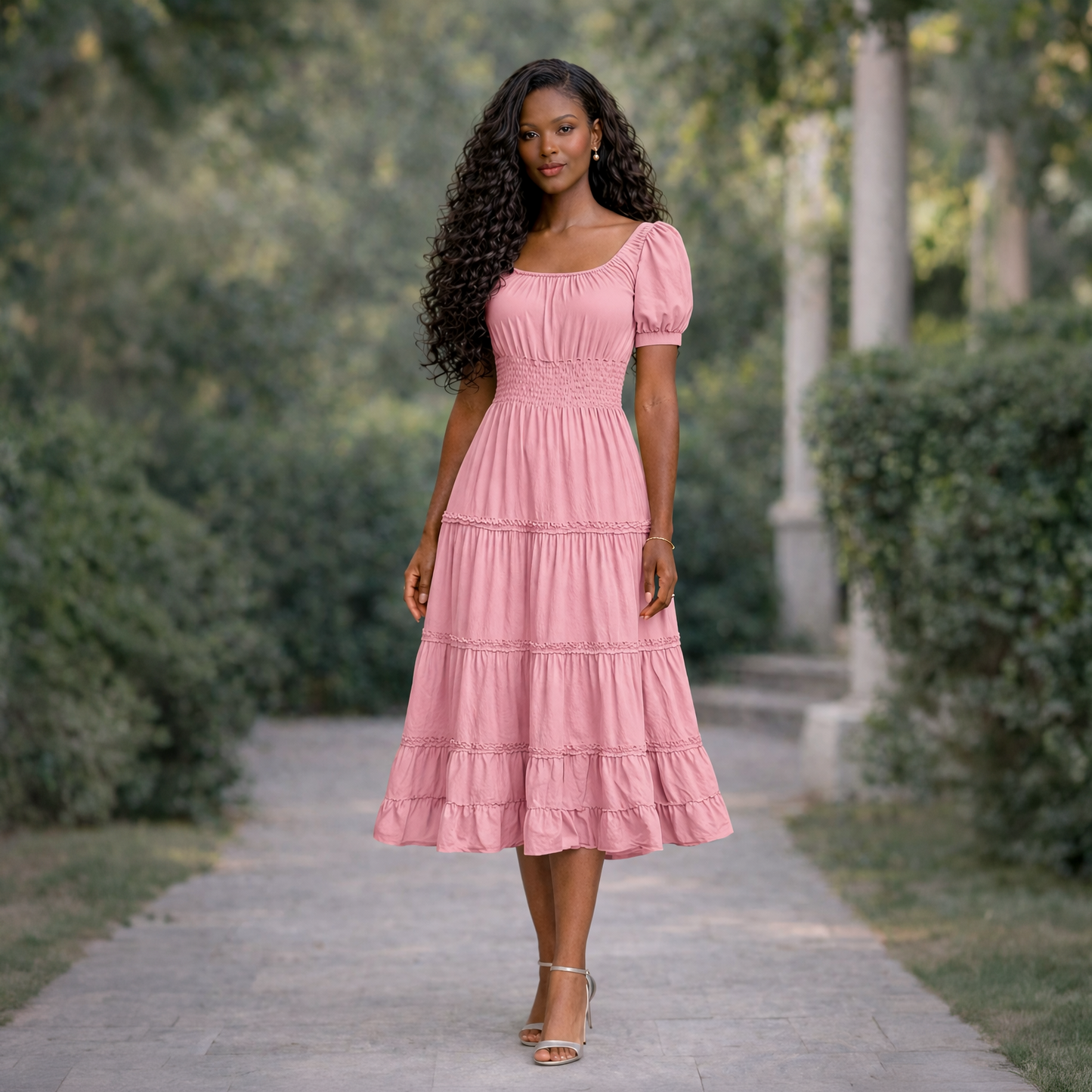 Vestido Midi Viscose Guipir Elastex