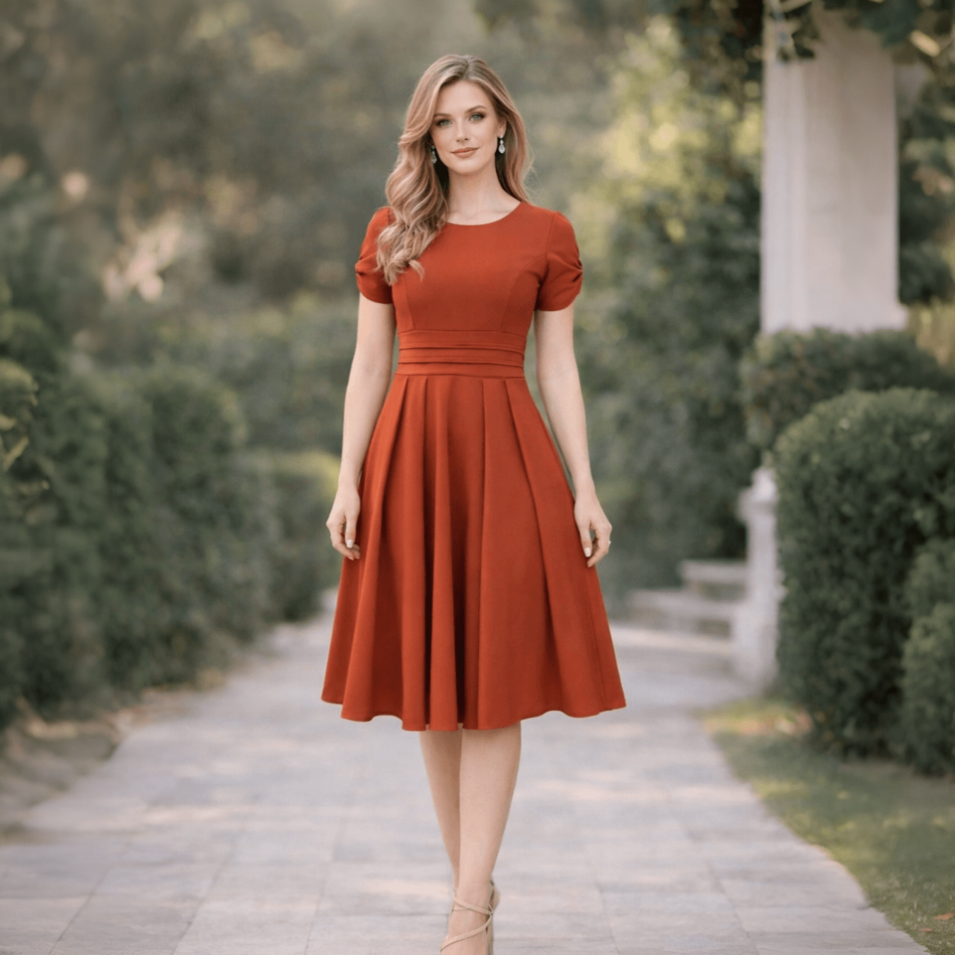 Vestido Midi Alfaiataria Amarração Mangas