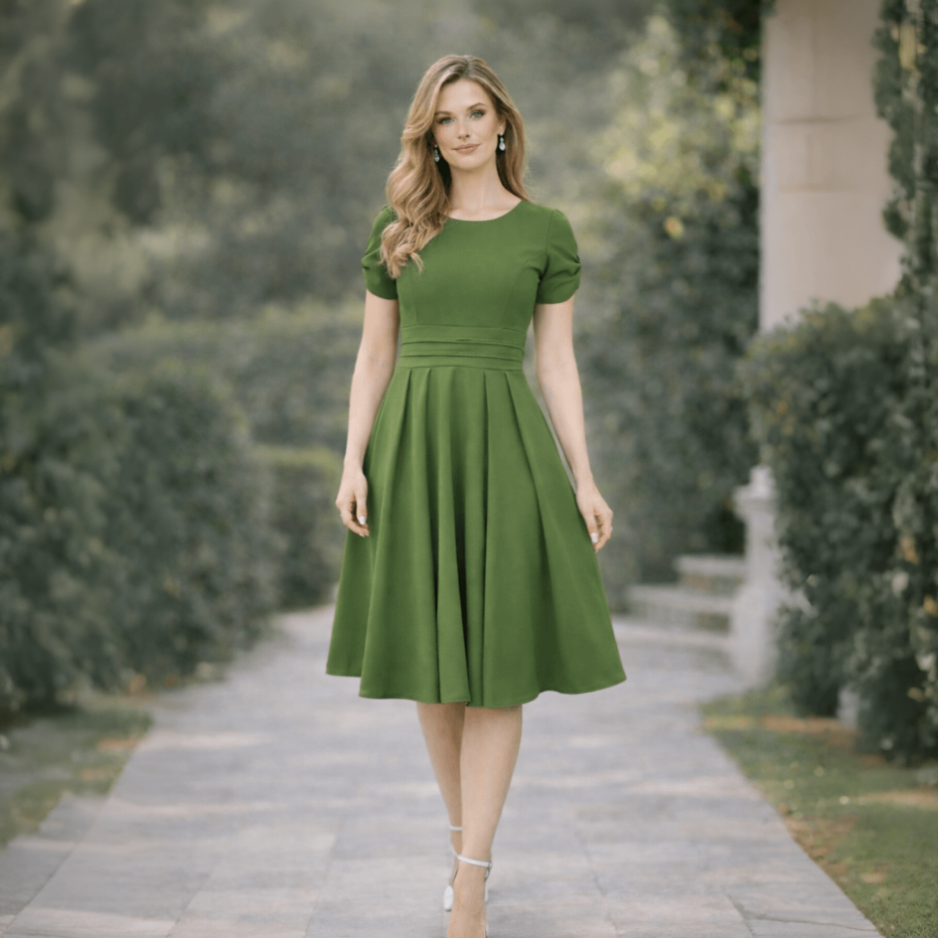 Vestido Midi Alfaiataria Amarração Mangas