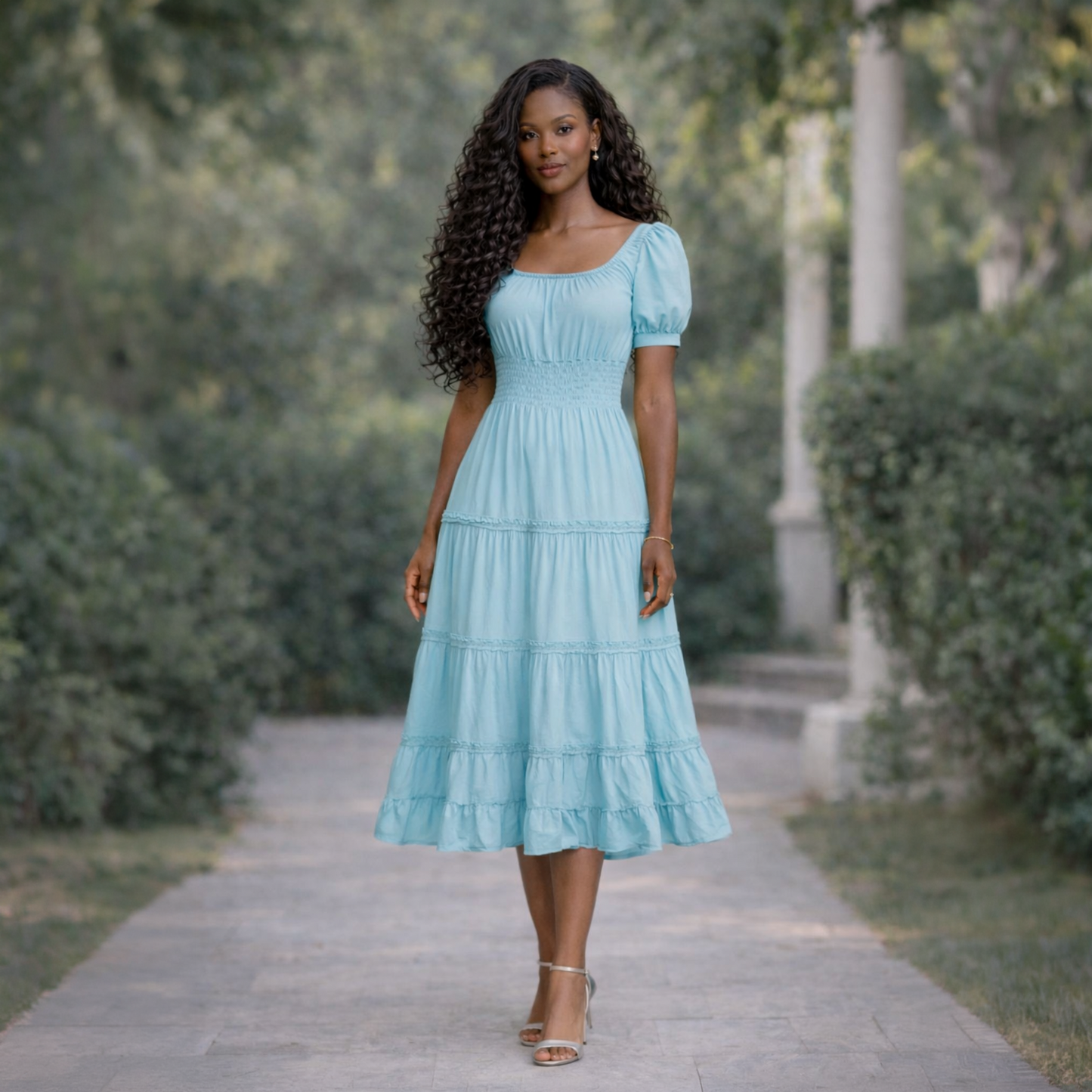 Vestido Midi Viscose Guipir Elastex