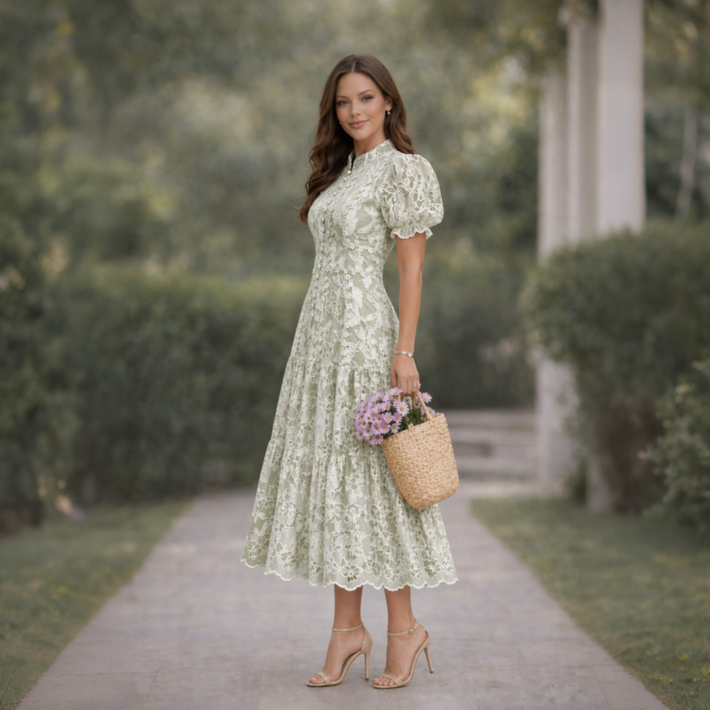 Vestido Midi Fluido Valéria Richelieu