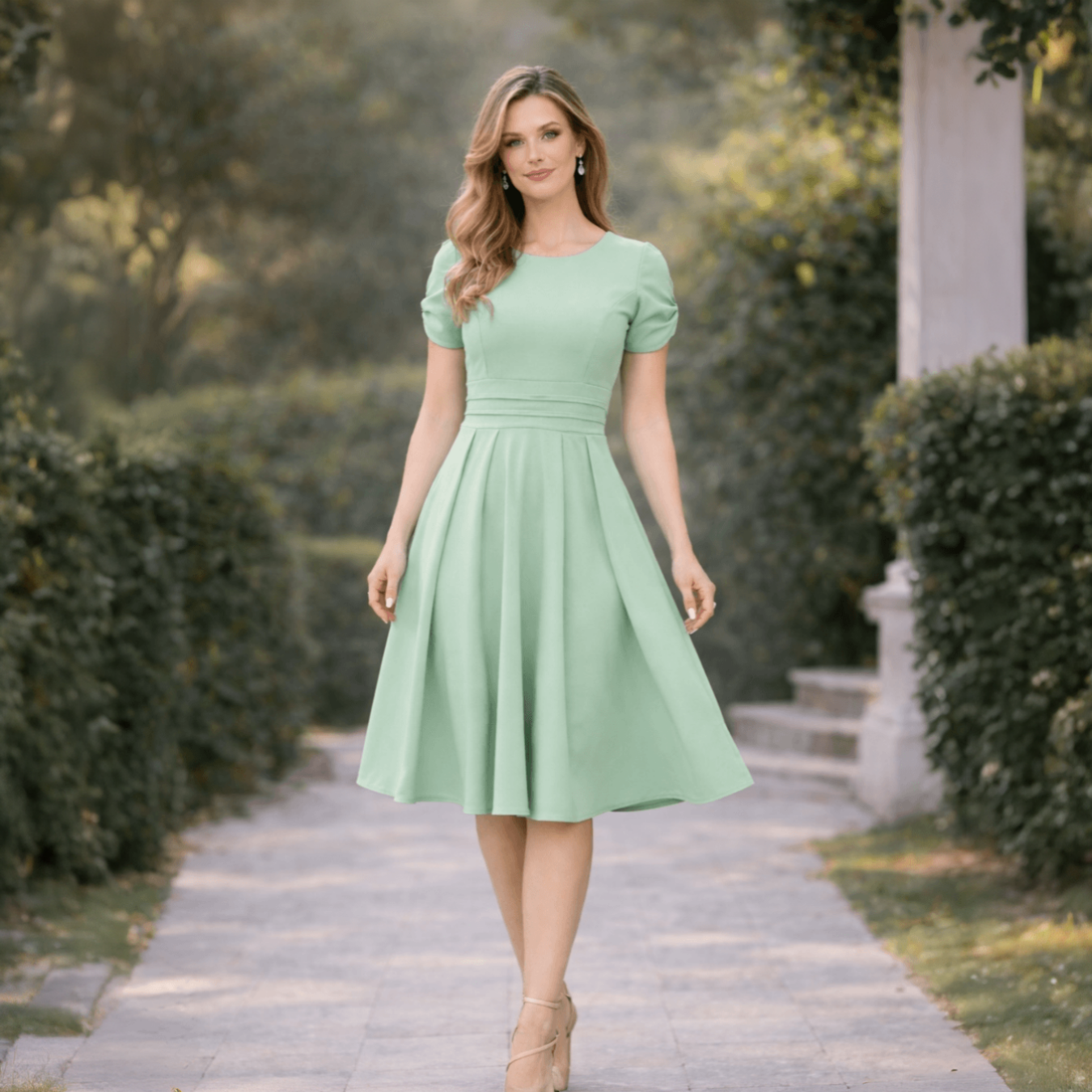 Vestido Midi Alfaiataria Amarração Mangas